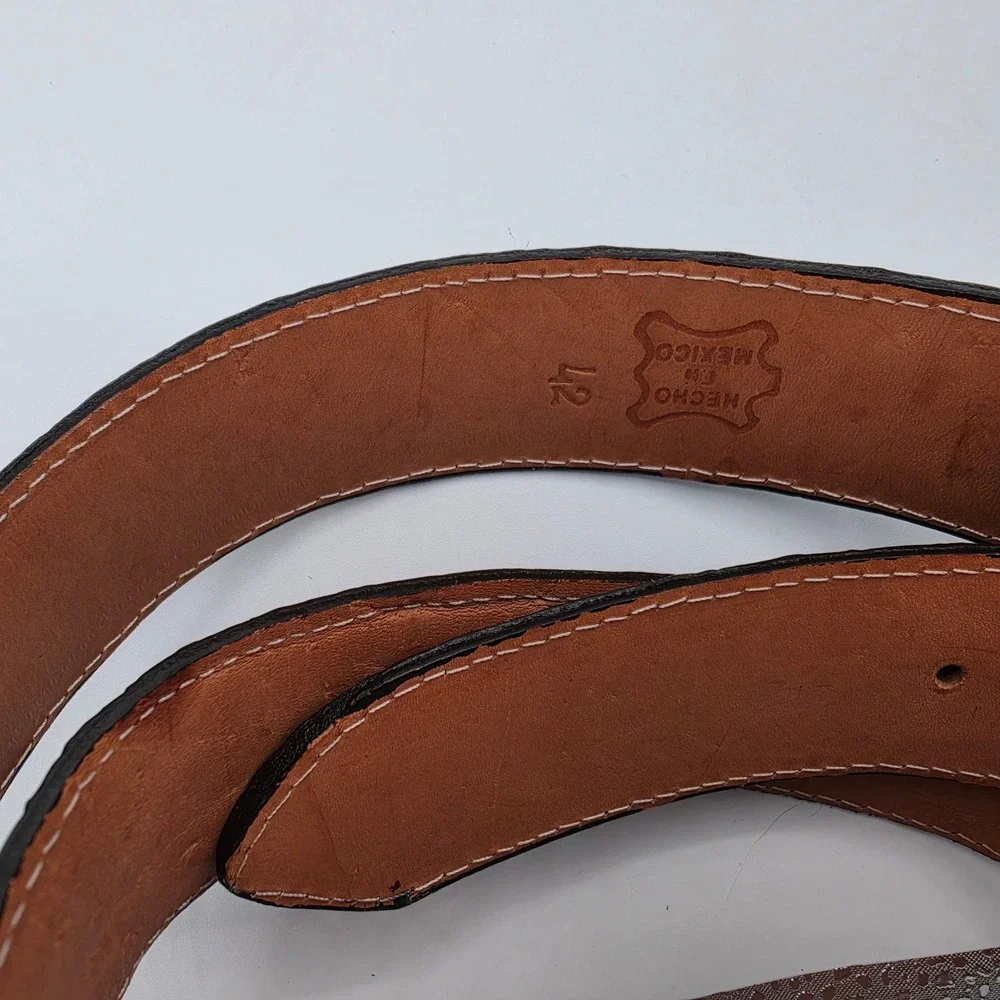 Rogers Belt Western Belt Mens 42 Dark Brown Excellent Crocodile Embossed Leather